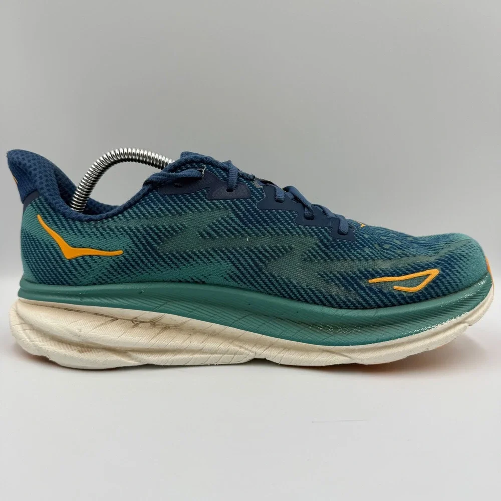 Hoka One One Clifton 9 Mens Size 10.5 Running Shoes Road Sneakers Blue Orange